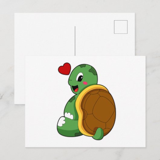 Schildkröte mit Herz Postkarte (Vorne/Hinten)