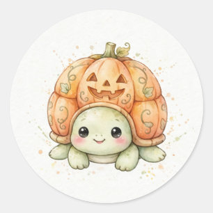 Schildkröte mit Jack-O'-Lantern-Panzer Runder Aufkleber