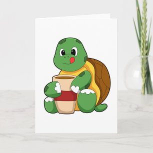 Schildkröte mit Kaffeetasse Karte