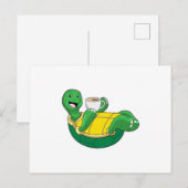 Schildkröte mit Kaffeetasse Postkarte (Vorne/Hinten)
