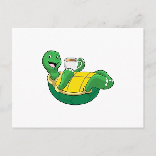 Schildkröte mit Kaffeetasse Postkarte (Vorderseite)