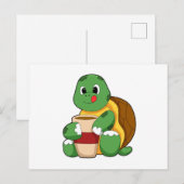 Schildkröte mit Kaffeetasse Postkarte (Vorne/Hinten)