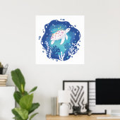 Schildkröte mit Korallen in Ocean Paper Art Illust Poster (Heimbüro)