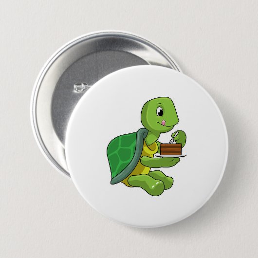Schildkröte mit Kuchen Button (Vorne & Hinten)