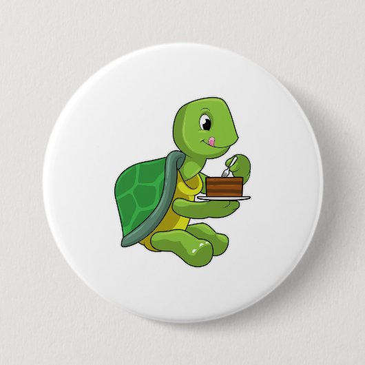 Schildkröte mit Kuchen Button (Vorderseite)