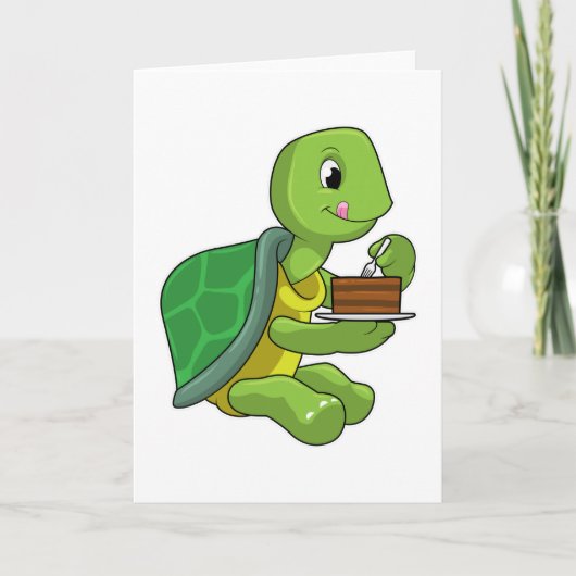 Schildkröte mit Kuchen Karte (Vorderseite)