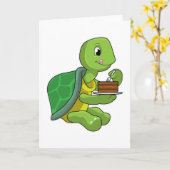 Schildkröte mit Kuchen Karte (Gelbe Blume)