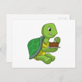 Schildkröte mit Kuchen Postkarte (Vorne/Hinten)