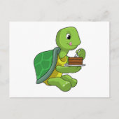 Schildkröte mit Kuchen Postkarte (Vorderseite)