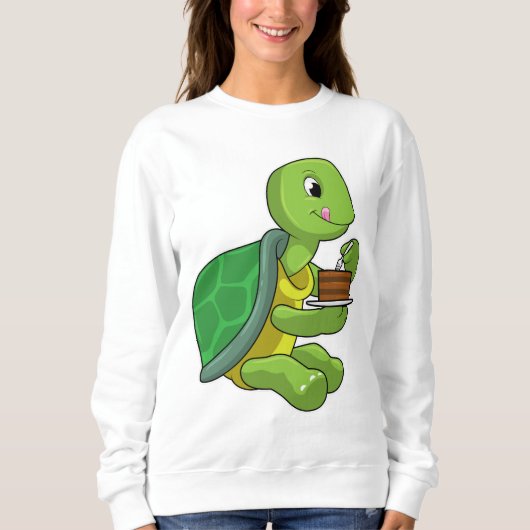 Schildkröte mit Kuchen Sweatshirt (Vorderseite)