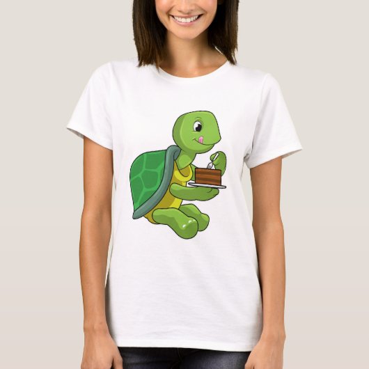 Schildkröte mit Kuchen T-Shirt (Vorderseite)