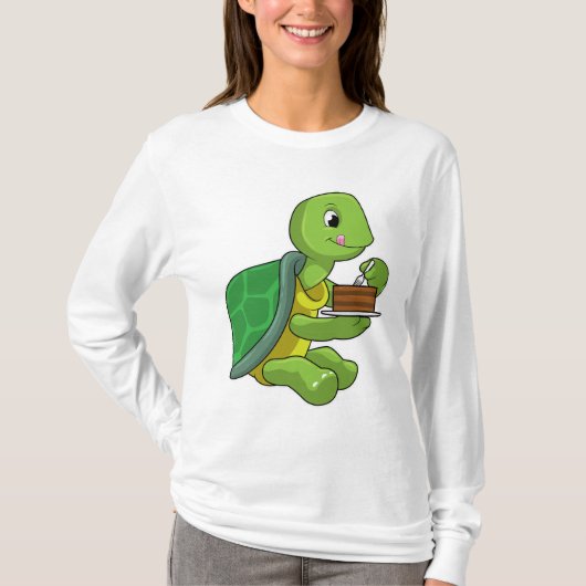 Schildkröte mit Kuchen T-Shirt (Vorderseite)