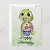 Schildkröte mit Muffin  Postkarte (Vorne/Hinten)