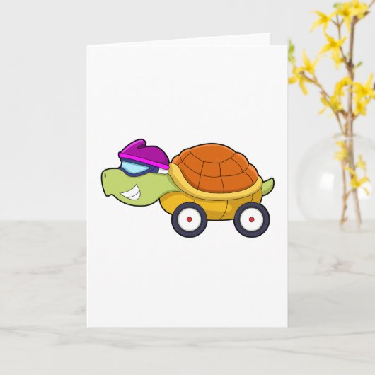 Schildkröte mit Muschel als Auto Karte (Gelbe Blume)
