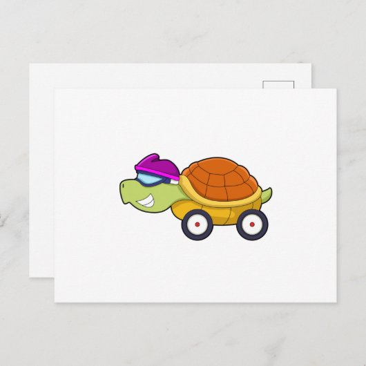 Schildkröte mit Muschel als Auto Postkarte (Vorne/Hinten)