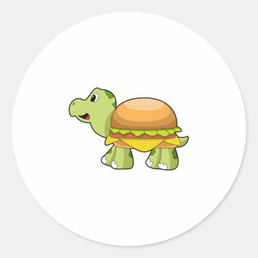 Schildkröte mit Muschel als Burger.PNG Runder Aufkleber (Vorderseite)
