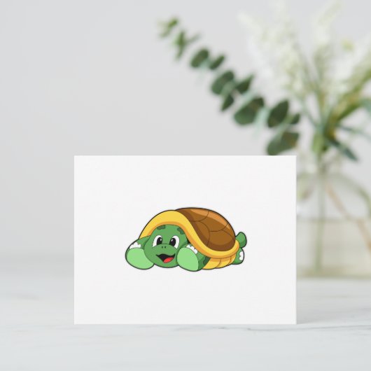 Schildkröte mit Muschel als Deckeln Postkarte (Stehend Vorderseite)