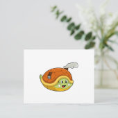 Schildkröte mit Muschel als Haus Postkarte (Stehend Vorderseite)