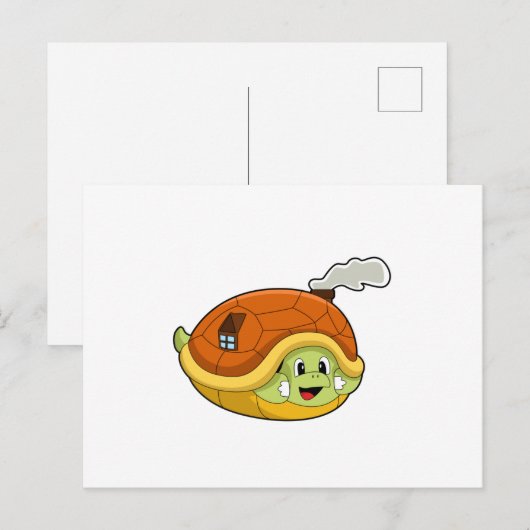 Schildkröte mit Muschel als Haus Postkarte (Vorne/Hinten)