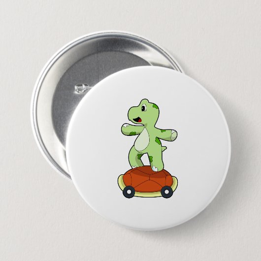 Schildkröte mit Muschel als Skateboard Button (Vorne & Hinten)