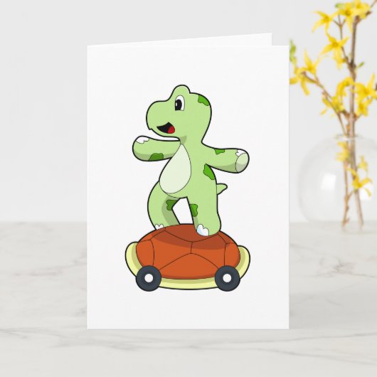 Schildkröte mit Muschel als Skateboard Karte (Gelbe Blume)