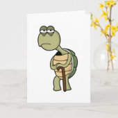 Schildkröte mit Muschel und Gehstock Karte (Gelbe Blume)