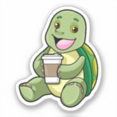 Schildkröte mit Muschel und Kaffee zum Mitnehmen Aufkleber (Vorderseite)