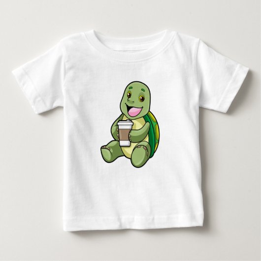 Schildkröte mit Muschel und Kaffee zum Mitnehmen Baby T-shirt (Vorderseite)