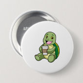 Schildkröte mit Muschel und Kaffee zum Mitnehmen Button (Vorne & Hinten)