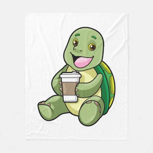 Schildkröte mit Muschel und Kaffee zum Mitnehmen Fleecedecke (Vorderseite)