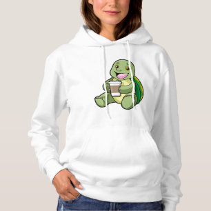 Schildkröte mit Muschel und Kaffee zum Mitnehmen Hoodie