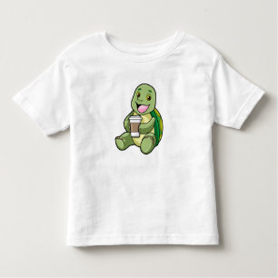 Schildkröte mit Muschel und Kaffee zum Mitnehmen Kleinkind T-shirt