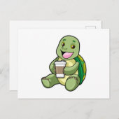 Schildkröte mit Muschel und Kaffee zum Mitnehmen Postkarte (Vorne/Hinten)