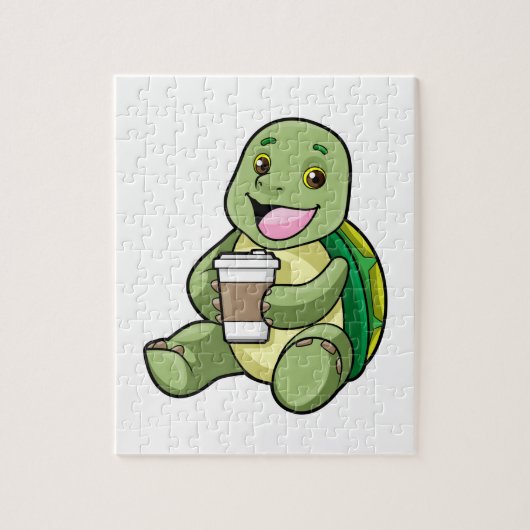 Schildkröte mit Muschel und Kaffee zum Mitnehmen Puzzle (Vertikal)