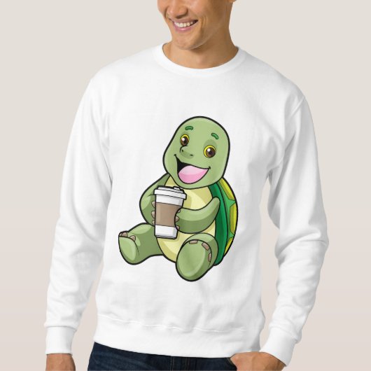 Schildkröte mit Muschel und Kaffee zum Mitnehmen Sweatshirt (Vorderseite)