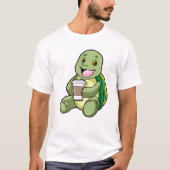 Schildkröte mit Muschel und Kaffee zum Mitnehmen T-Shirt (Vorderseite)