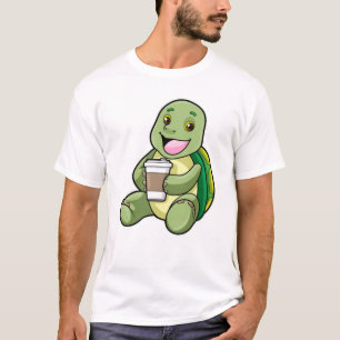Schildkröte mit Muschel und Kaffee zum Mitnehmen T-Shirt