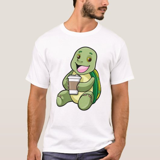 Schildkröte mit Muschel und Kaffee zum Mitnehmen T-Shirt (Vorderseite)