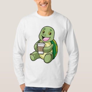 Schildkröte mit Muschel und Kaffee zum Mitnehmen T-Shirt