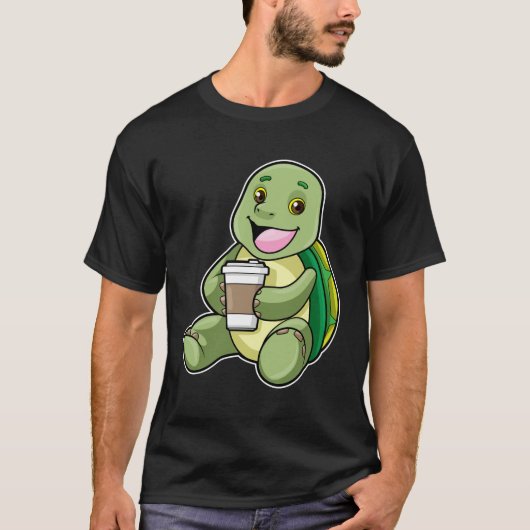 Schildkröte mit Muschel und Kaffee zum Mitnehmen T-Shirt (Vorderseite)