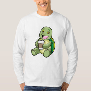 Schildkröte mit Muschel und Kaffee zum Mitnehmen T-Shirt