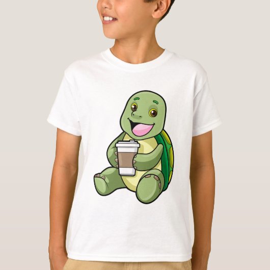 Schildkröte mit Muschel und Kaffee zum Mitnehmen T-Shirt (Vorderseite)