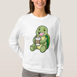 Schildkröte mit Muschel und Kaffee zum Mitnehmen T-Shirt