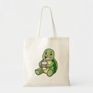 Schildkröte mit Muschel und Kaffee zum Mitnehmen Tragetasche