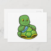 Schildkröte mit Muschel und Reinigen Postkarte (Vorne/Hinten)