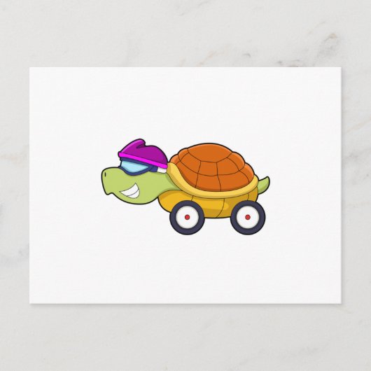 Schildkröte mit Panzer als Auto Postkarte (Vorderseite)