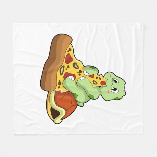 Schildkröte mit Pizza Fleecedecke (Vorderseite (Horizontal))