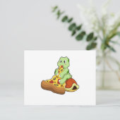 Schildkröte mit Pizza Postkarte (Stehend Vorderseite)