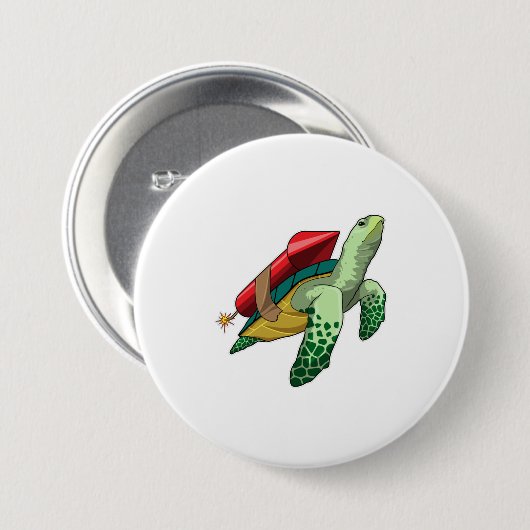 Schildkröte mit Rakete Button (Vorne & Hinten)