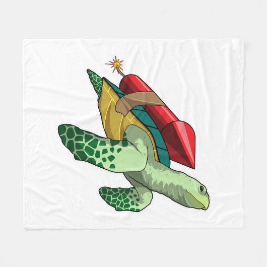 Schildkröte mit Rakete Fleecedecke (Vorderseite (Horizontal))
